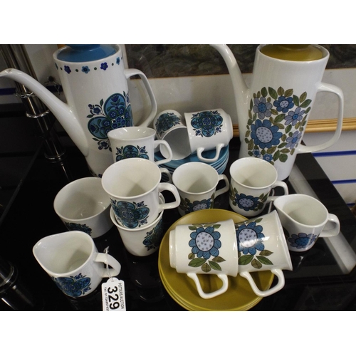 329 - Mixed coffee sets. Meakin