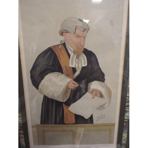 332 - Three framed and mounted Prints of lawyers from Vanity fair magazine,