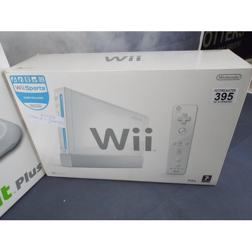 395 - Boxed Wii Sports console plus Wii Fit floor dance pad