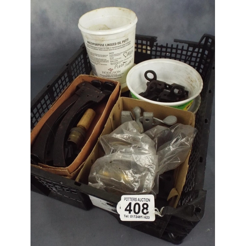 408 - Box of assorted Iron gate or Door furniture