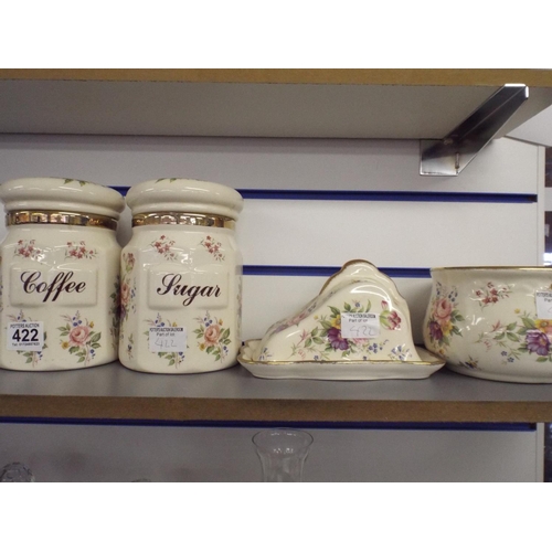 422 - Selection of floral kitchen ware