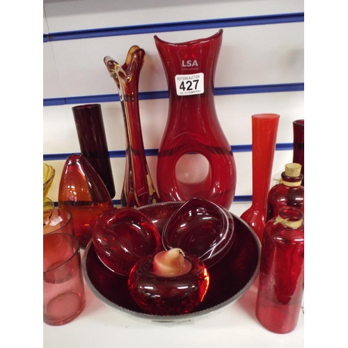 427 - Selection of Red Art glass