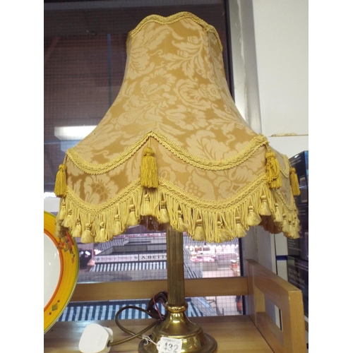 432 - Large gilt metal table lamp with shade