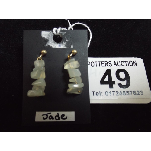 49 - Pair of Small Jade Earrings on card