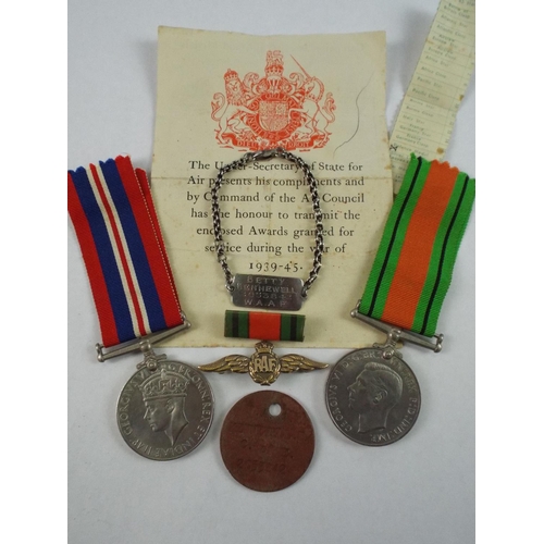 8 - WW2 Medals, dog tags, ID Bracelets, Wings & Silver fob Belonging to WAAF, Betty Kettlewell, Gainsbor... 