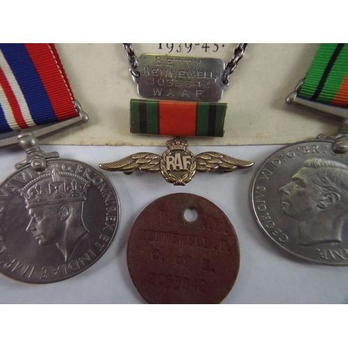 8 - WW2 Medals, dog tags, ID Bracelets, Wings & Silver fob Belonging to WAAF, Betty Kettlewell, Gainsbor... 