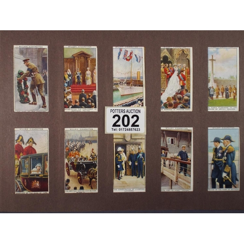 202 - Large Leatherette bound album of various sets of Vintage Cigarette cards, some from 1930's, loose mo... 