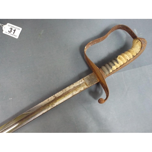 31 - Old Sword & Scabbard, 32 inch blade.