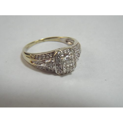 39 - 9ct Multi Diamond set Deco Style Ring with 50pts of Diamonds. 3.5g finger Size 'Q'  IIC of £900