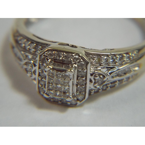 39 - 9ct Multi Diamond set Deco Style Ring with 50pts of Diamonds. 3.5g finger Size 'Q'  IIC of £900