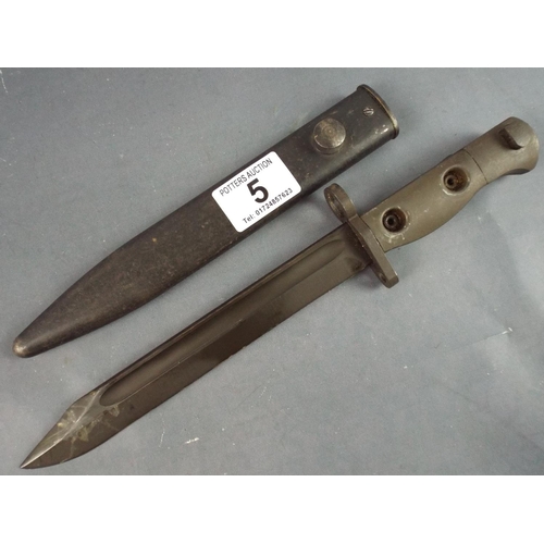 5 - British  Bayonet for  SLR rifle. Unissued with Scabbard