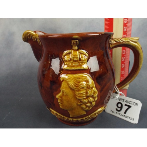 97 - Dartmouth pottery slipware 1953 coronation mug