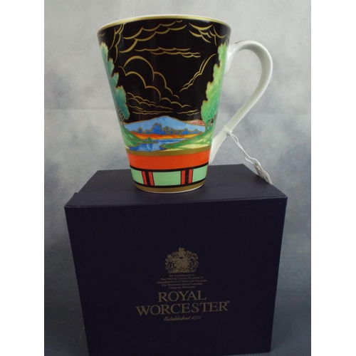 102 - Royal Worcester Mug, Art deco collection, 'Blue Lagoon' Original Box, as new