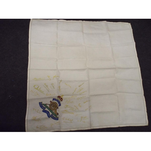 122 - Embroidered Tablecloth for Royal Artillery,Commissioned and Signed by Soldiers. WW2