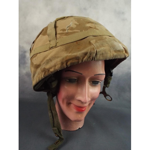 137 - Nato Battle helmet with cammo cloth cover.