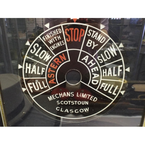 141 - Framed and mounted Ships engine control Disc