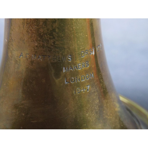 148 - Brass Bugle made by AF Matthews, London stamped 1947