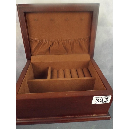 333 - Wooden Jewellery box with ceramic lid