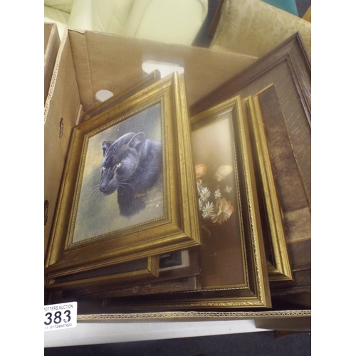 383 - Large Box of Assorted Framed Prints.