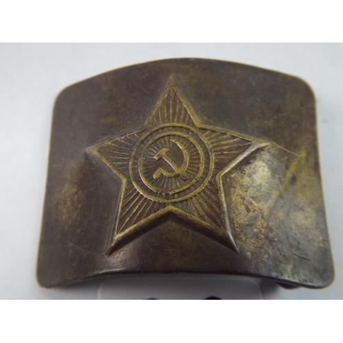 28 - Soviet WW2 medal and Red Army Belt Buckle.