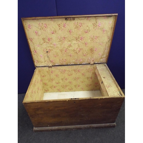 305 - Large old Wooden chest or Blanket Box with Candle box within.