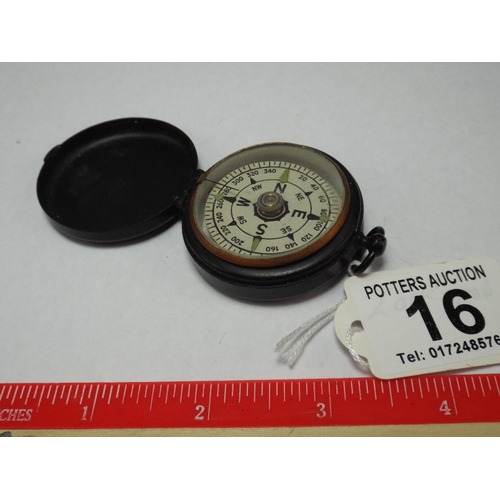 16 - Small Metal cased Pocket compass.