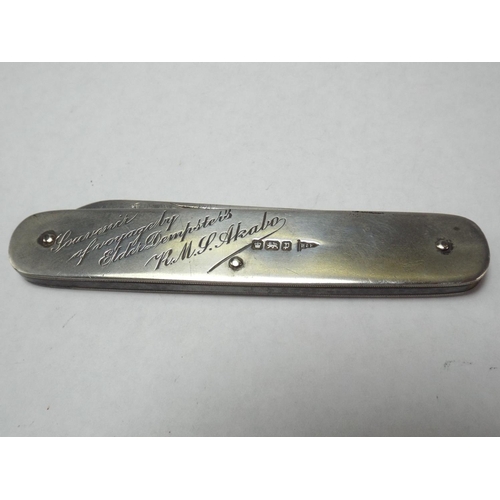 18 - Silver penknife with silver Blade, Hallmarked for Sheffield 1907.