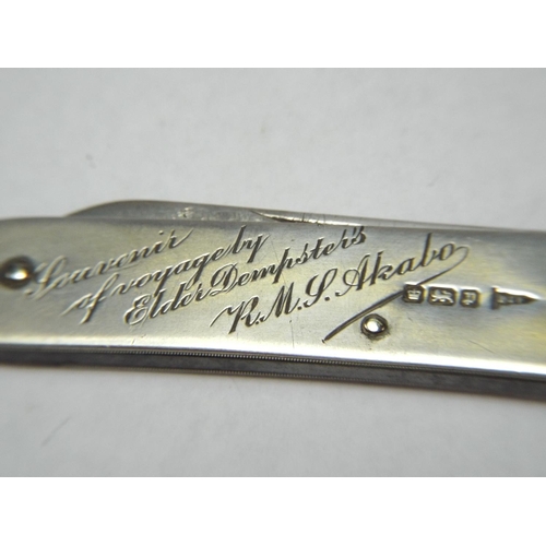 18 - Silver penknife with silver Blade, Hallmarked for Sheffield 1907.