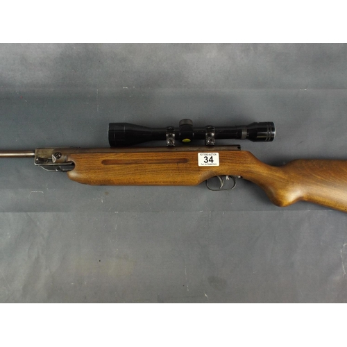 34 - 1950's Weihrauch Model 35, 5.5mm   .22 Cal Springer Air Rifle with Tasco 4 X 40 Telescopic Sights