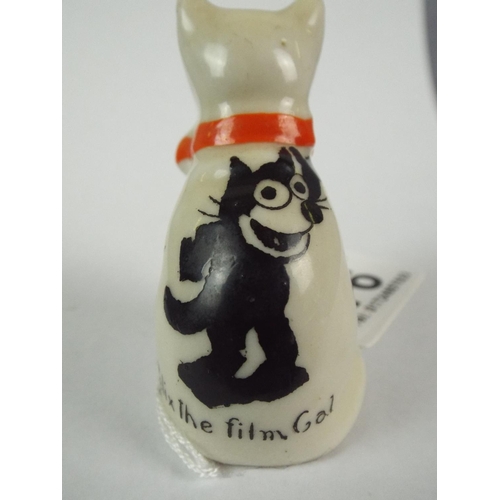 76 - 1920's/30's Crested ware Cat, Pathe Films logo of Felix the Cat