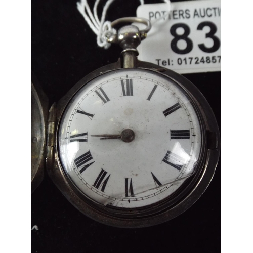 83 - Pair cased Fusee Movement Silver Cased Pocket watch. Hallmarked for London 1815. Running Order