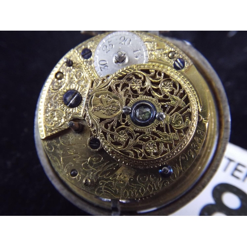 83 - Pair cased Fusee Movement Silver Cased Pocket watch. Hallmarked for London 1815. Running Order