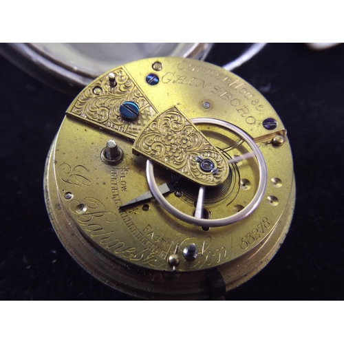 84 - Victorian Pocket Watch, Fusee Movement. Hallmarked for Chester 1891. Painted Dial. Barnes & son Gain... 