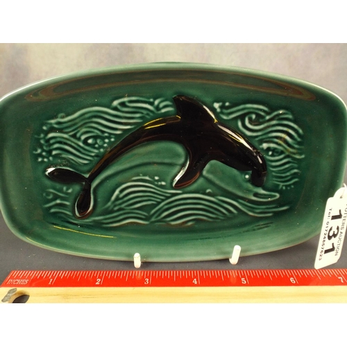 131 - Poole Pottery oblong dish with a Dolphin  inset.