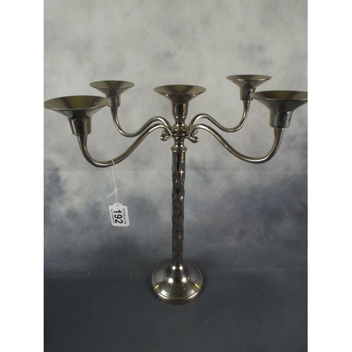 192 - Tall Silver plated Five sconce candlestick