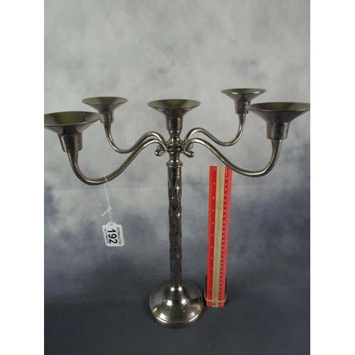 192 - Tall Silver plated Five sconce candlestick