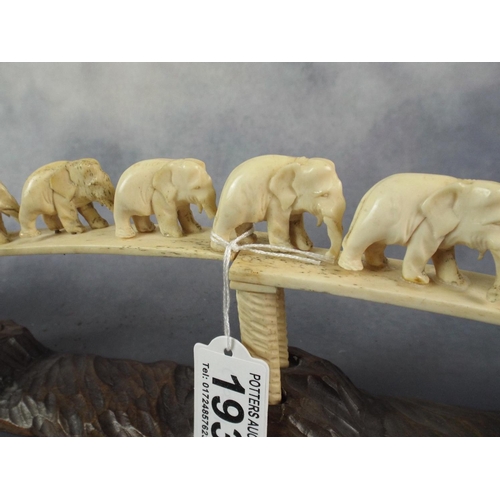 193 - Oriental Carving of Elephant Bridge in Bone & Wood.