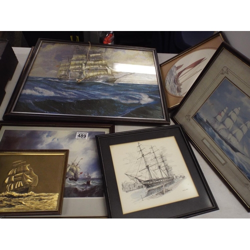 489 - Selection of Maritime framed pictures