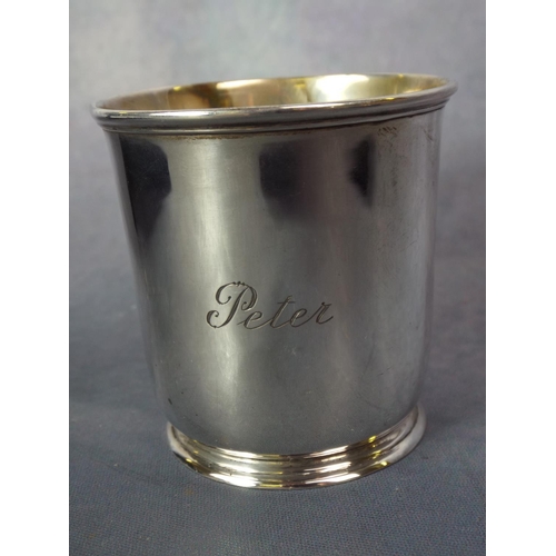 102 - Solid Silver christening Mug, Hallmarked for London 1917      85g