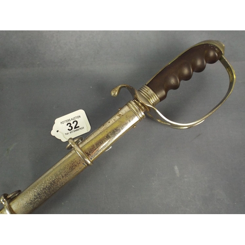 32 - 1890's US Cavalry Sabre with original metal scabbard.