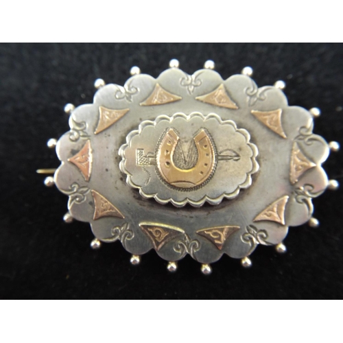 46 - Victorian Silver Brooch With Gold plated insets. Hallmarked Birmingham 1888