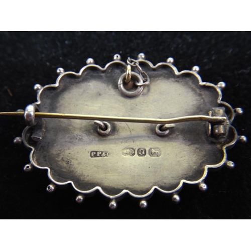 46 - Victorian Silver Brooch With Gold plated insets. Hallmarked Birmingham 1888