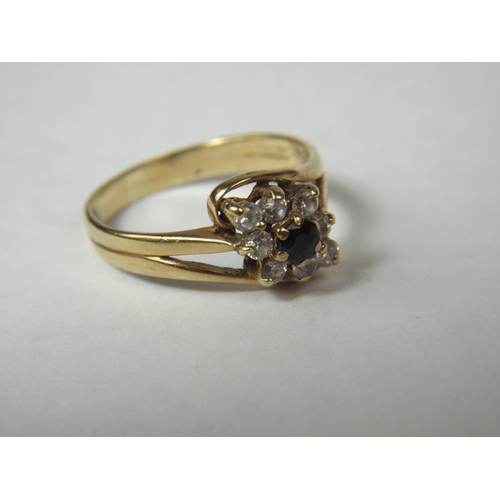 51 - 9ct Gold Sapphire Set ring with Diamond Surround. 2.8 g  Finger Size 'Q'