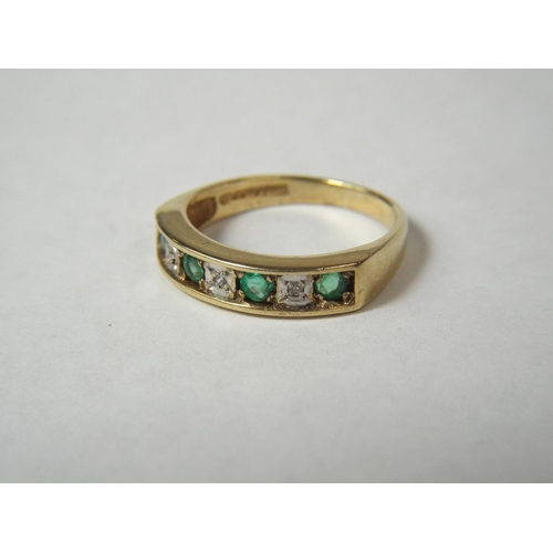 56 - 9ct Gold Emerald & Diamond Set Ring, Finger size 'M'  2.6g