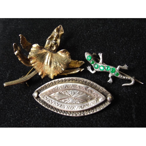 60 - Three Vintage Silver Brooches, Two Hallmarked, one not but tested silver,(foreign)