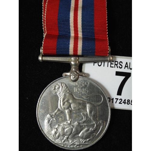 7 - 1939 to 1945 Medal with ribbon.