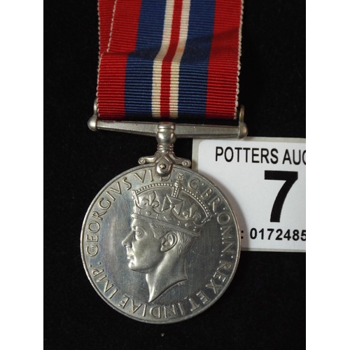 7 - 1939 to 1945 Medal with ribbon.