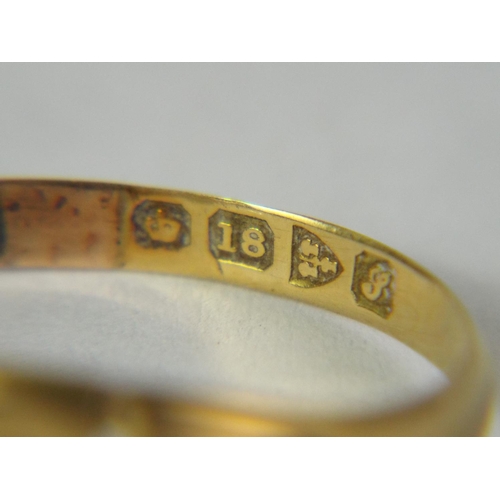 29 - 18ct Gold ring set with Emerald and Diamond, (one stone missing) Chester 1918 2.2g