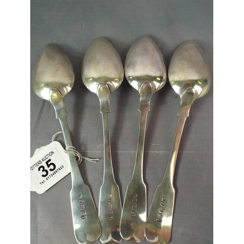 35 - Set of Four Solid Silver Table spoons, Each hallmarked for Newcastle 1817  275g total