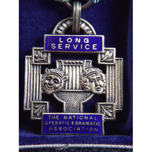 52 - Silver & Blue Enamel Long Service medal . National Operatic & Dramatic Association. Hallmarked Bham ... 